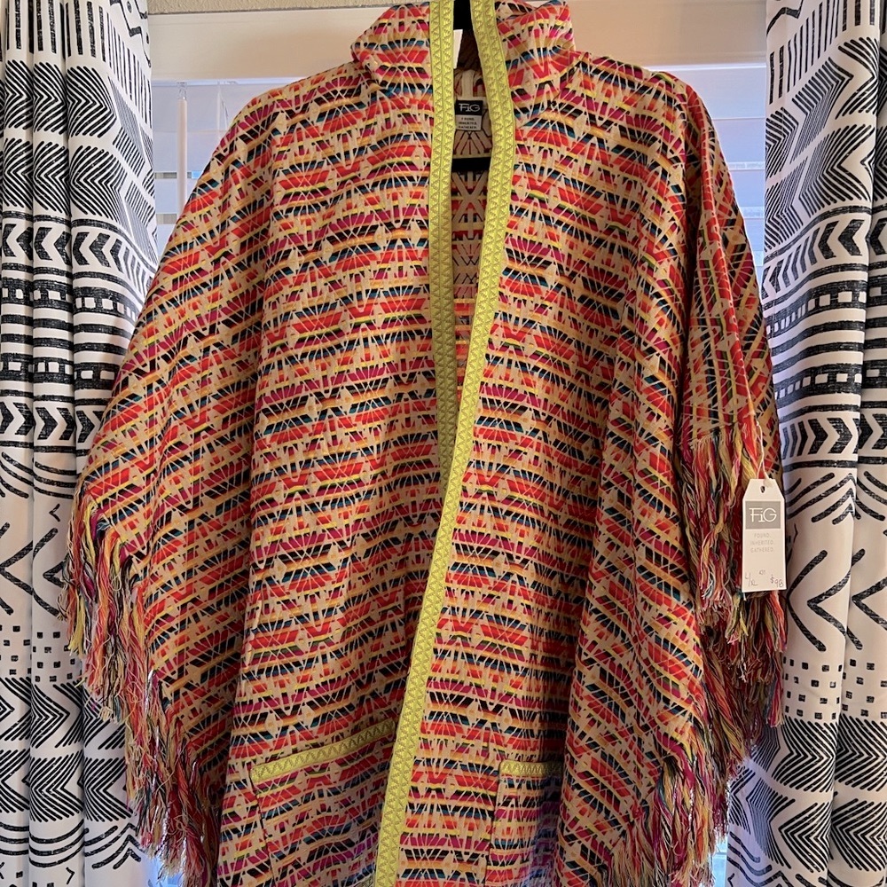 Multicolored Hooded Poncho